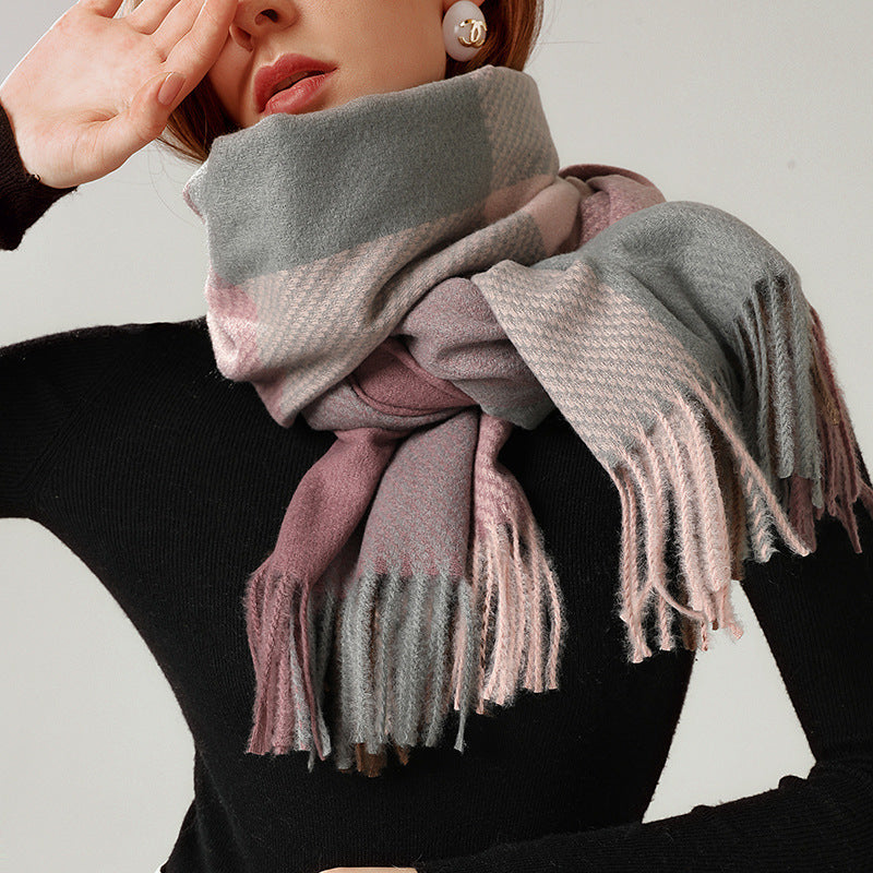 Cashmere Tassel Thickened Scarf – Warm & Elegant