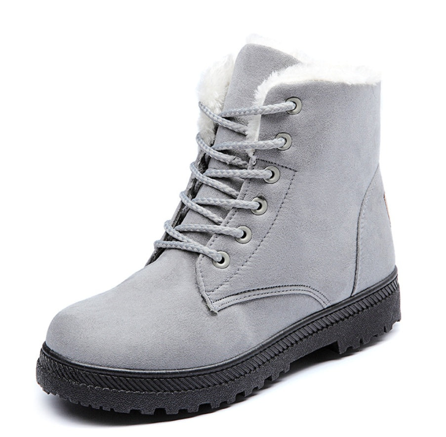 Plush Cotton Snow Boots – Flat & Large Size Winter Style