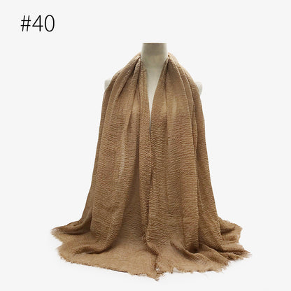 Bubble Plain Cotton Fringed Hijab Wrap – Modest & Soft