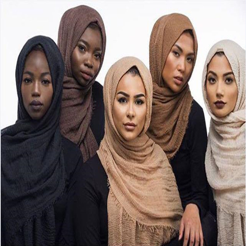 Bubble Plain Cotton Fringed Hijab Wrap – Modest & Soft
