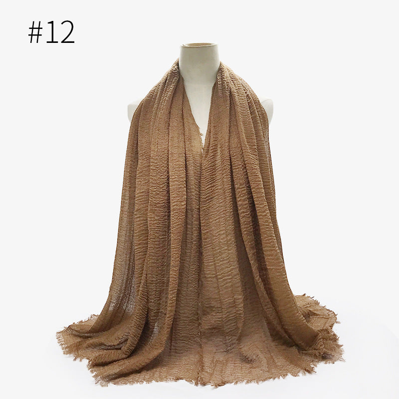 Bubble Plain Cotton Fringed Hijab Wrap – Modest & Soft