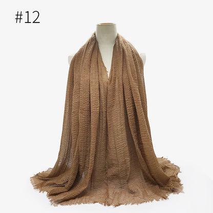 Bubble Plain Cotton Fringed Hijab Wrap – Modest & Soft