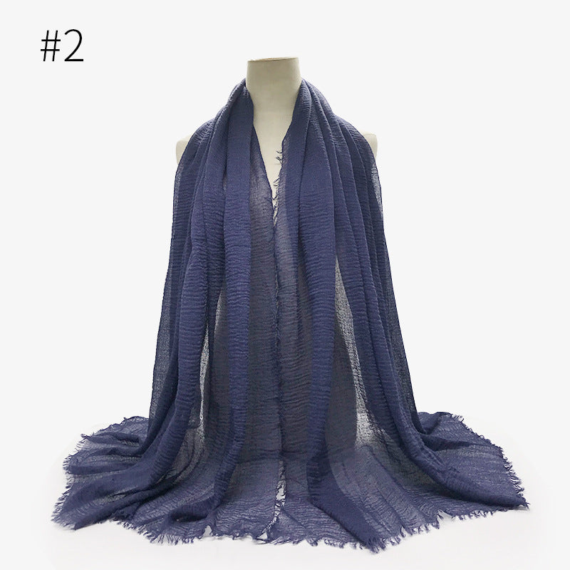 Bubble Plain Cotton Fringed Hijab Wrap – Modest & Soft