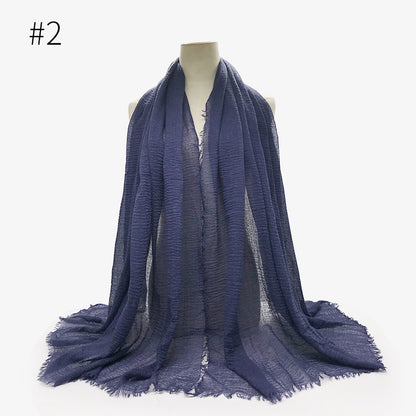 Bubble Plain Cotton Fringed Hijab Wrap – Modest & Soft