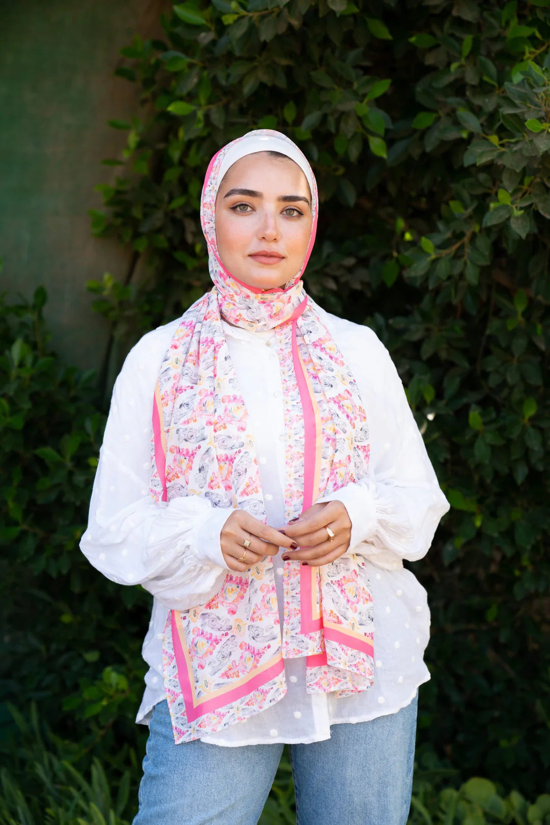 Elegant Satin Printed Hijab Shawl – Chic and Modest