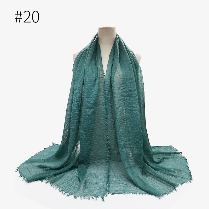 Bubble Plain Cotton Fringed Hijab Wrap – Modest & Soft