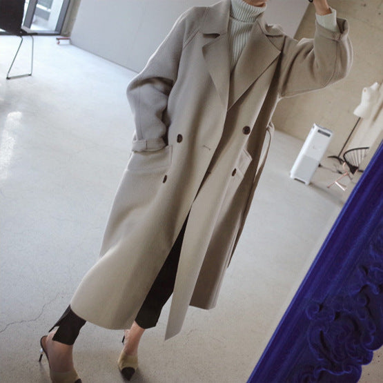 Lapel Cashmere Long Coat – Elegant Modest Outerwear