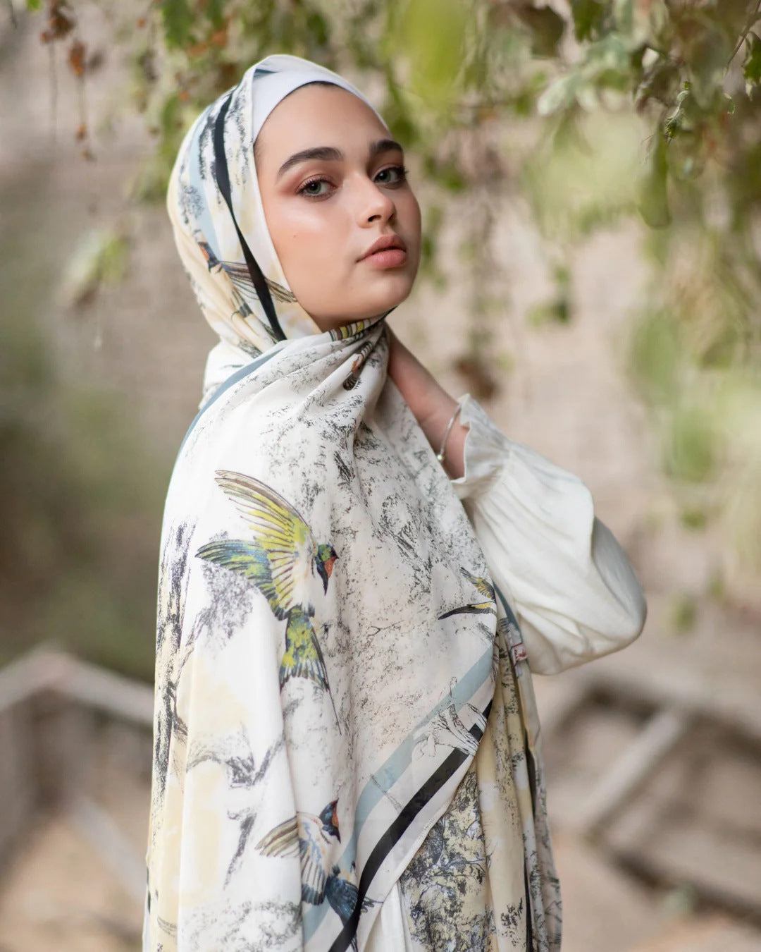 Elegant Satin Printed Hijab Shawl – Chic and Modest