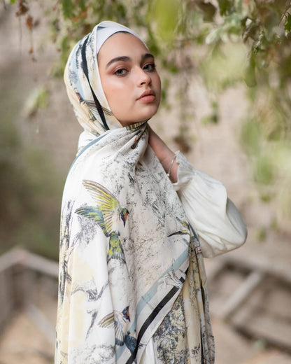 Elegant Satin Printed Hijab Shawl – Chic and Modest