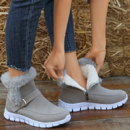 Plush Buckle Ankle Snow Boots — Warm, Cozy Winter Style
