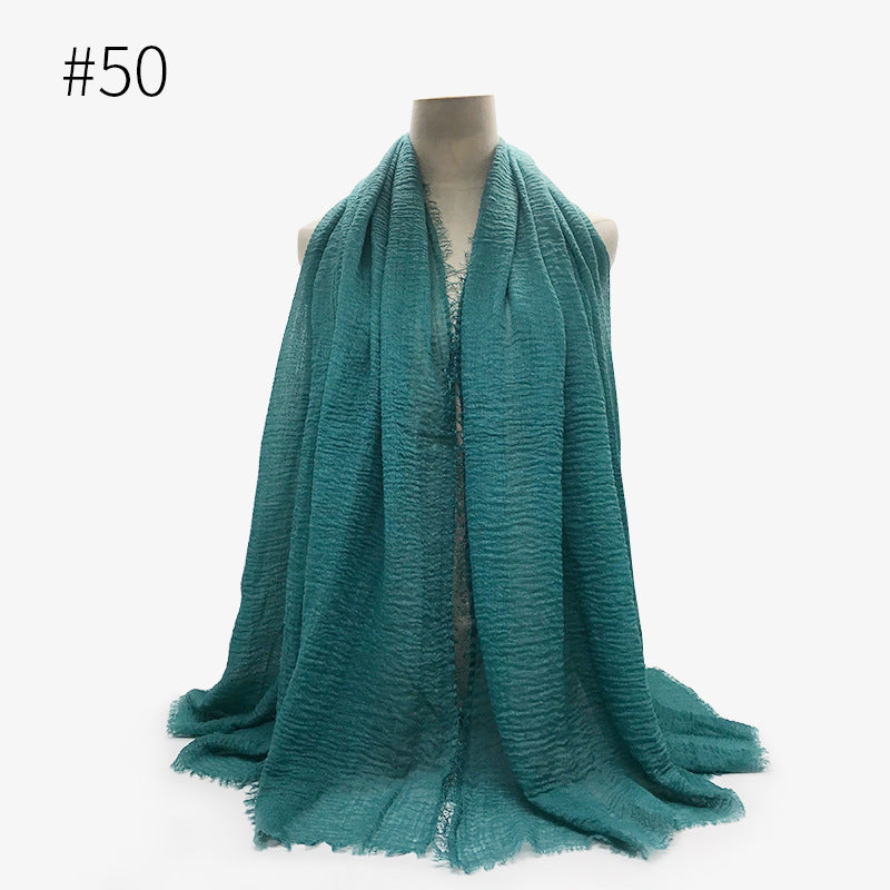 Bubble Plain Cotton Fringed Hijab Wrap – Modest & Soft