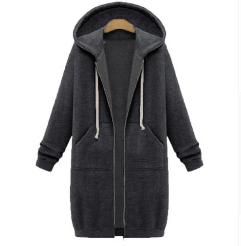 Hooded Long-Sleeved Winter Sweater Jacket – Cozy Modest Layer