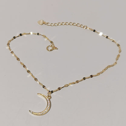 Moon Charm Gold Plated Anklet – Women’s Light Luxury