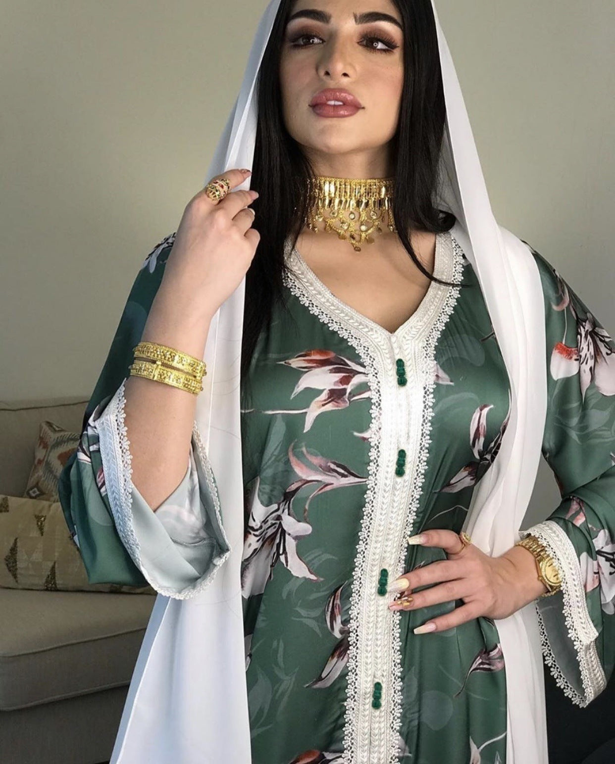 Chic Print Jilbab Maxi Dress – Curve-Friendly Modest Wear