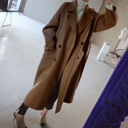 Lapel Cashmere Long Coat – Elegant Modest Outerwear