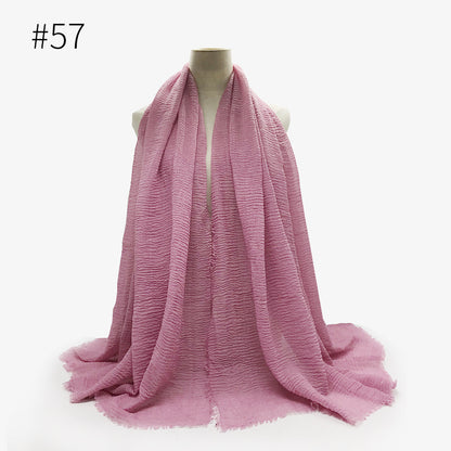 Bubble Plain Cotton Fringed Hijab Wrap – Modest & Soft