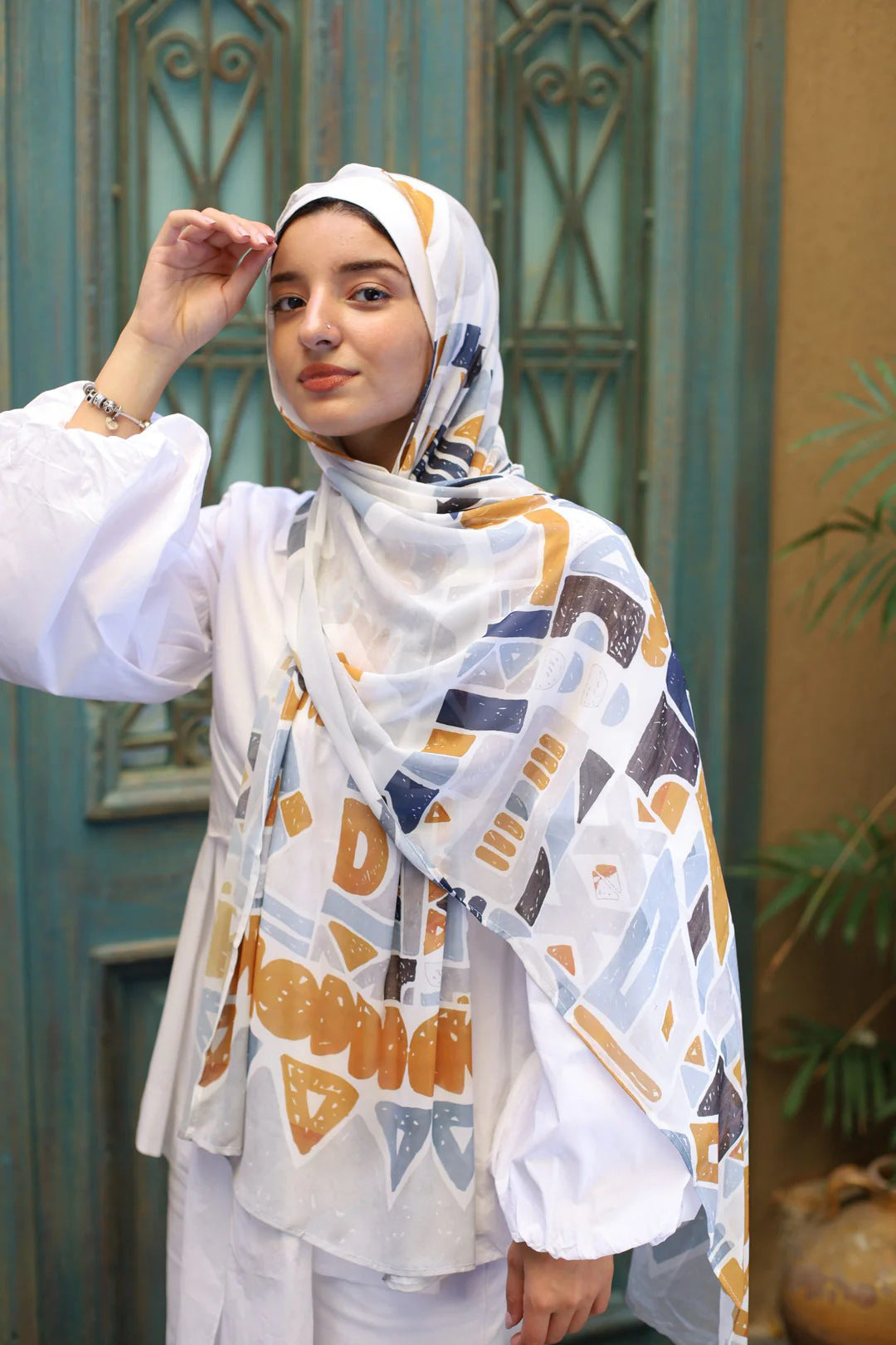 Elegant Satin Printed Hijab Shawl – Chic and Modest