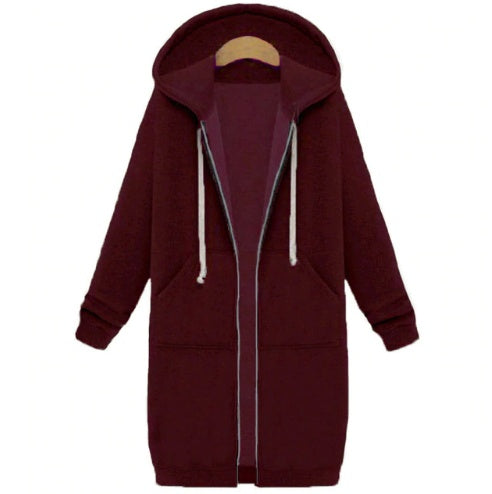 Hooded Long-Sleeved Winter Sweater Jacket – Cozy Modest Layer