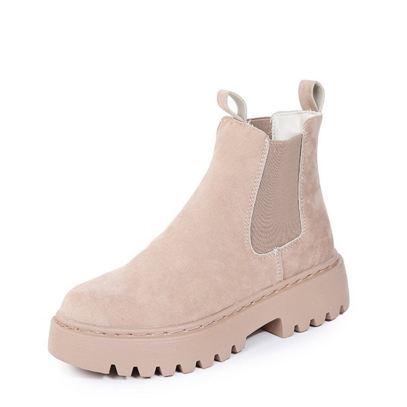 Solid-Color Chunky Platform Ankle Boots – Autumn/Winter Chic