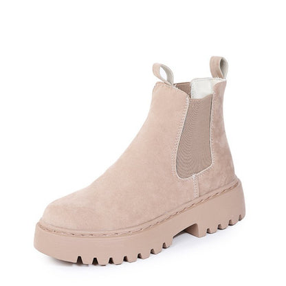 Solid-Color Chunky Platform Ankle Boots – Autumn/Winter Chic