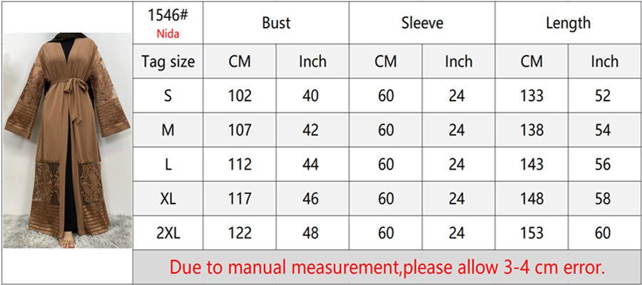 Embroidered Mesh Cardigan Robe Dress – Elegant Modest Layer