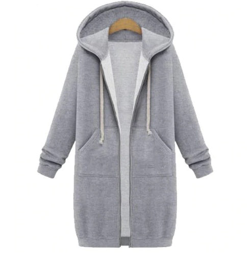 Hooded Long-Sleeved Winter Sweater Jacket – Cozy Modest Layer