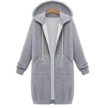 Hooded Long-Sleeved Winter Sweater Jacket – Cozy Modest Layer