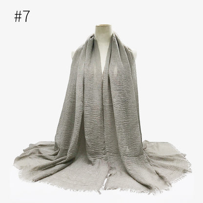 Bubble Plain Cotton Fringed Hijab Wrap – Modest & Soft
