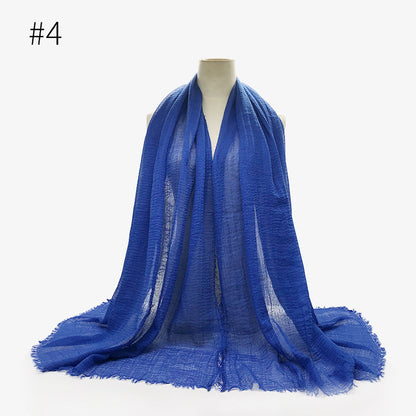 Bubble Plain Cotton Fringed Hijab Wrap – Modest & Soft