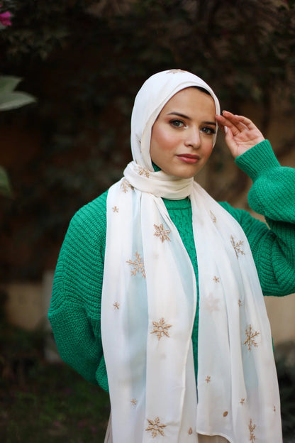 Elegant Satin Printed Hijab Shawl – Chic and Modest