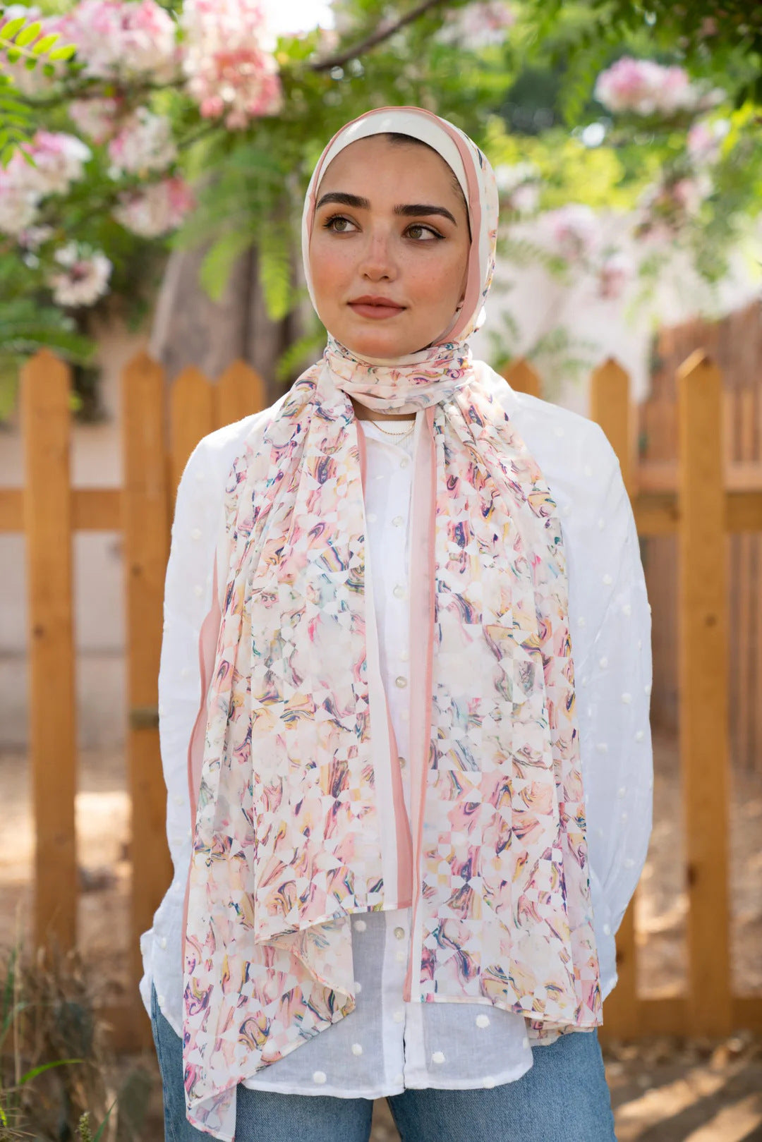 Elegant Satin Printed Hijab Shawl – Chic and Modest