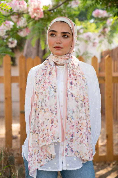 Elegant Satin Printed Hijab Shawl – Chic and Modest