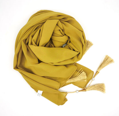 Soft Hijab Scarf with Four Tassel Corners – Everyday Chic