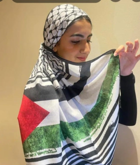 Elegant Satin Printed Hijab Shawl – Chic and Modest