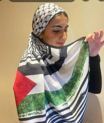 Elegant Satin Printed Hijab Shawl – Chic and Modest