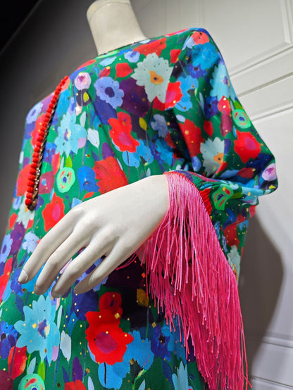 Elegant Bronze Printed Abaya – Modest & Glamorous Evening Wear