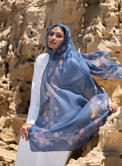 Elegant Satin Printed Hijab Shawl – Chic and Modest