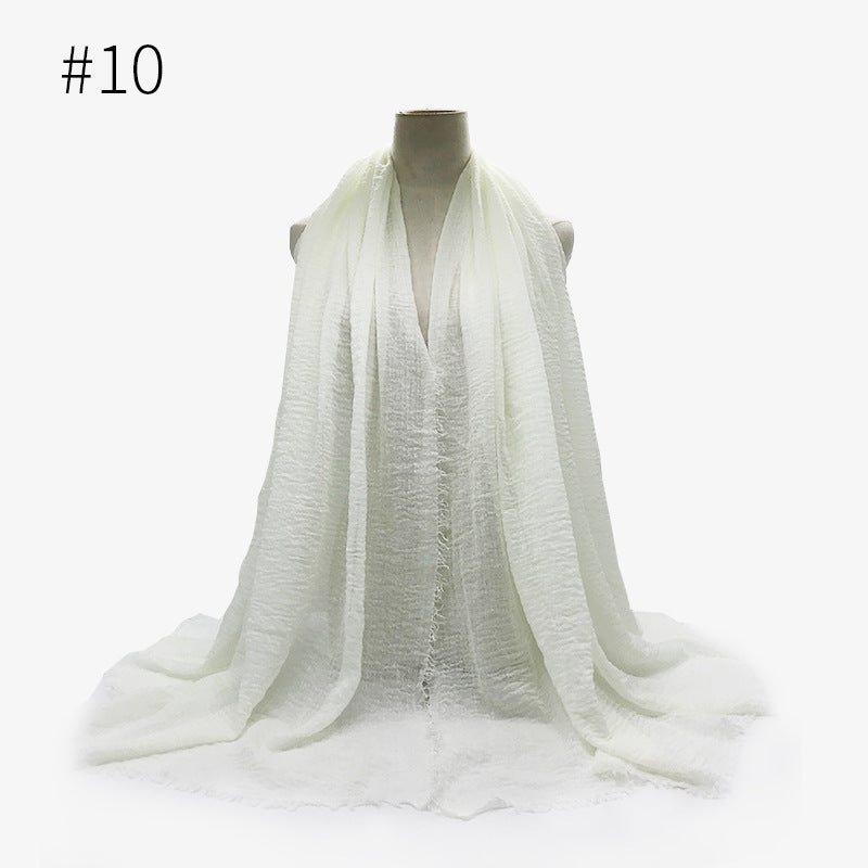 Bubble Plain Cotton Fringed Hijab Wrap – Modest & Soft