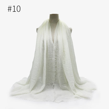 Bubble Plain Cotton Fringed Hijab Wrap – Modest & Soft