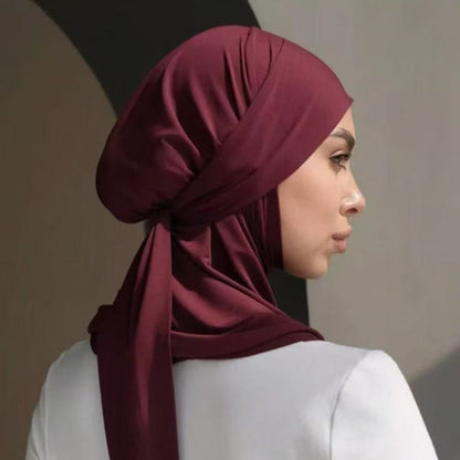 Convenient Strap Headscarf & Scarf Suit – Solid Colour