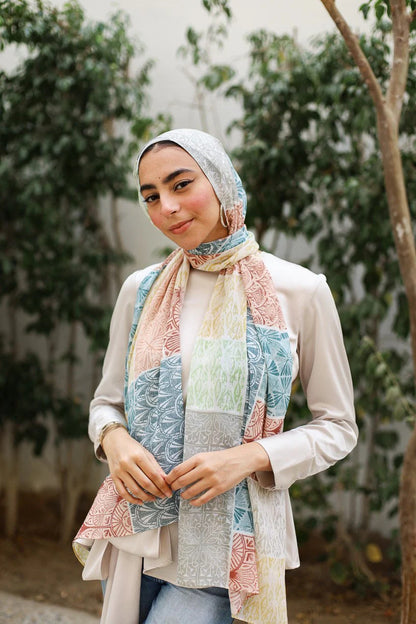 Elegant Satin Printed Hijab Shawl – Chic and Modest