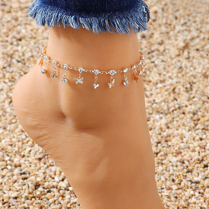 Butterfly Tassel Anklet & Colourful Oil Necklace – Floral Charm