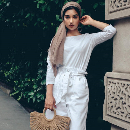 Bubble Plain Cotton Fringed Hijab Wrap – Modest & Soft