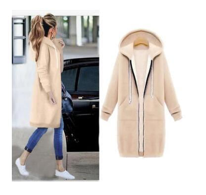 Hooded Long-Sleeved Winter Sweater Jacket – Cozy Modest Layer