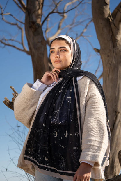 Elegant Satin Printed Hijab Shawl – Chic and Modest