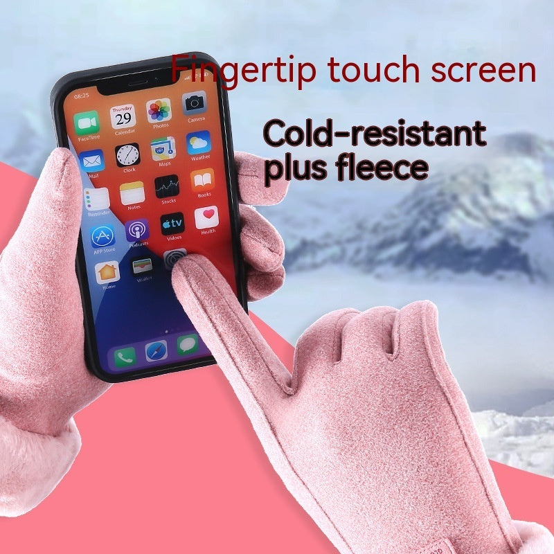 Fleece-Lined Suede Riding Gloves – Warm & Stylish