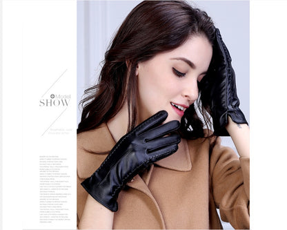 Women’s Thick Warm Leather Gloves – Winter Elegance