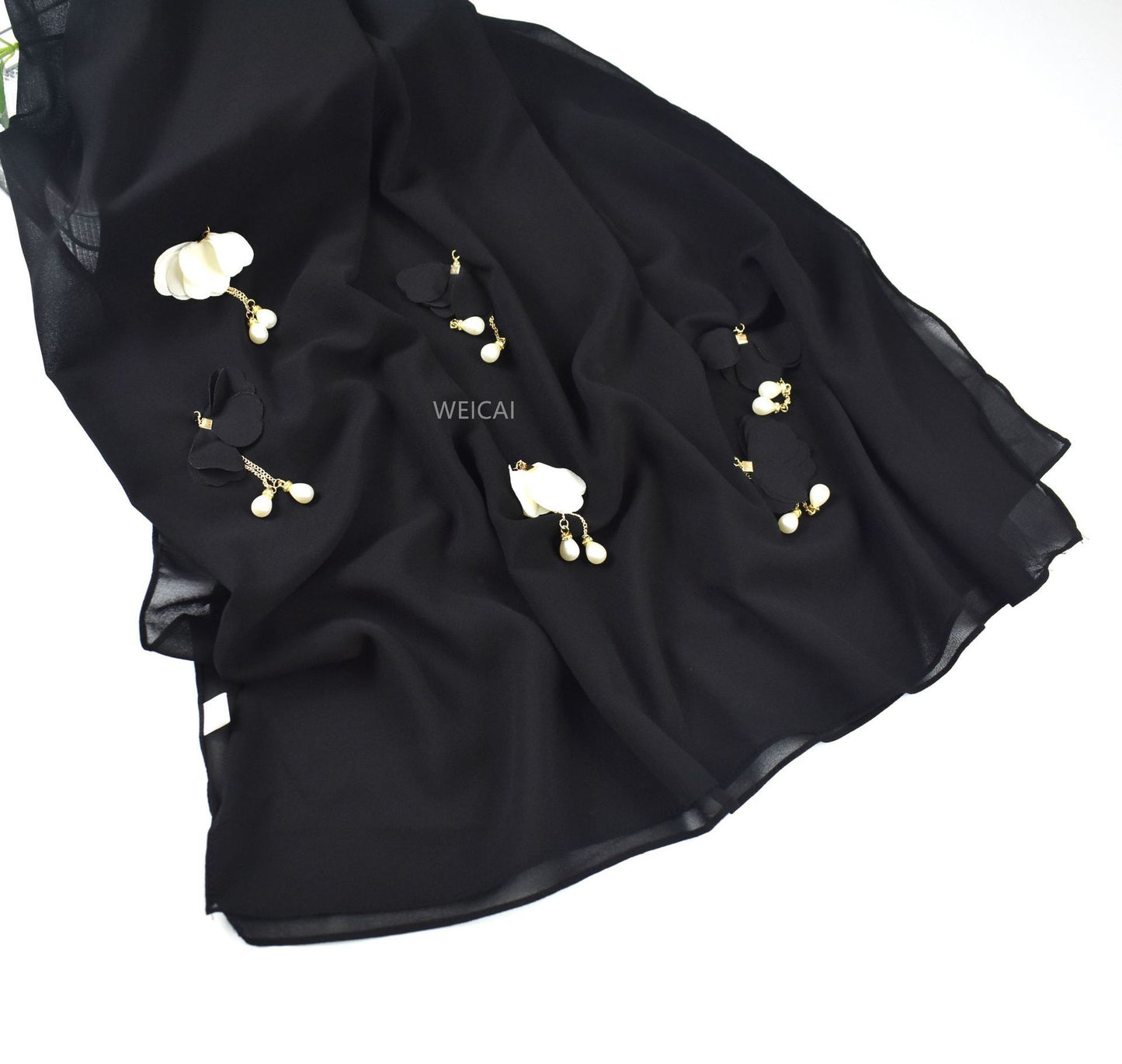 Pearl Chiffon Hijab Scarf – Elegant Flower Wrap