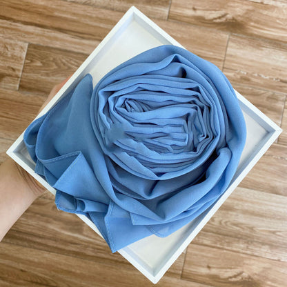 Solid Pearl Chiffon Hijab Scarf – Lightweight Elegance