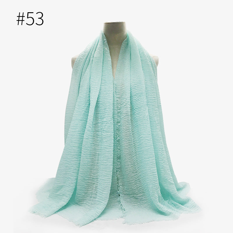 Bubble Plain Cotton Fringed Hijab Wrap – Modest & Soft